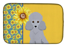 Load image into Gallery viewer, Summer Sunflowers Toy Silver Poodle Dish Drying Mat – Absorbent, Artistic Kitchen Essentials
