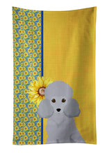 Load image into Gallery viewer, Summer Sunflowers Toy Silver Poodle Kitchen Towel