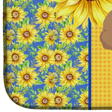 Load image into Gallery viewer, Summer Sunflowers Toy Apricot Poodle Dish Drying Mat – Absorbent, Artistic Kitchen Essentials