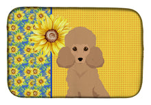 Load image into Gallery viewer, Summer Sunflowers Toy Apricot Poodle Dish Drying Mat – Absorbent, Artistic Kitchen Essentials