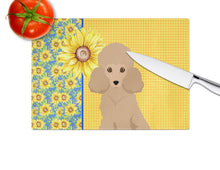 Load image into Gallery viewer, Summer Sunflowers Toy Apricot Poodle Glass Cutting Boards – Durable, Decorative Kitchen Art Large