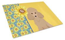 Load image into Gallery viewer, Summer Sunflowers Toy Apricot Poodle Glass Cutting Boards – Durable, Decorative Kitchen Art Large