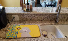 Load image into Gallery viewer, Summer Sunflowers Toy Cream Poodle Dish Drying Mat – Absorbent, Artistic Kitchen Essentials