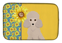 Load image into Gallery viewer, Summer Sunflowers Toy Cream Poodle Dish Drying Mat – Absorbent, Artistic Kitchen Essentials