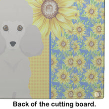 Load image into Gallery viewer, Summer Sunflowers Toy Cream Poodle Glass Cutting Boards – Durable, Decorative Kitchen Art Large