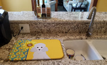 Load image into Gallery viewer, Summer Sunflowers Toy White Poodle Dish Drying Mat – Absorbent, Artistic Kitchen Essentials