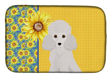 Load image into Gallery viewer, Summer Sunflowers Toy White Poodle Dish Drying Mat – Absorbent, Artistic Kitchen Essentials