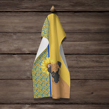 Load image into Gallery viewer, Summer Sunflowers Apricot Pug Kitchen Towel