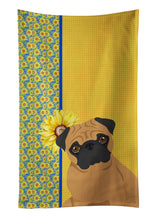 Load image into Gallery viewer, Summer Sunflowers Apricot Pug Kitchen Towel