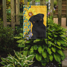 Load image into Gallery viewer, Summer Sunflowers Black Pug Garden Flag – Decorative Outdoor Yard Flag