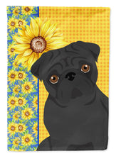 Load image into Gallery viewer, Summer Sunflowers Black Pug Garden Flag – Decorative Outdoor Yard Flag