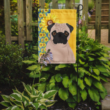 Load image into Gallery viewer, Summer Sunflowers Fawn Pug Garden Flag – Decorative Outdoor Yard Flag
