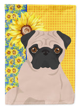 Load image into Gallery viewer, Summer Sunflowers Fawn Pug Garden Flag – Decorative Outdoor Yard Flag