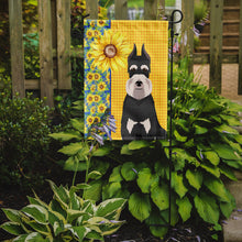 Load image into Gallery viewer, Summer Sunflowers Black and Silver Schnauzer Garden Flag – Decorative Outdoor Yard Flag