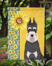 Load image into Gallery viewer, Summer Sunflowers Black and Silver Schnauzer Garden Flag – Decorative Outdoor Yard Flag