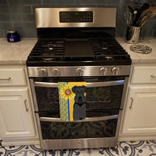Load image into Gallery viewer, Summer Sunflowers Black Natural Ears Schnauzer Kitchen Towel
