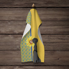 Load image into Gallery viewer, Summer Sunflowers Black Natural Ears Schnauzer Kitchen Towel