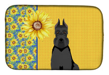 Load image into Gallery viewer, Summer Sunflowers Black Schnauzer Dish Drying Mat – Absorbent, Artistic Kitchen Essentials