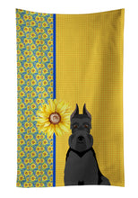 Load image into Gallery viewer, Summer Sunflowers Black Schnauzer Kitchen Towel