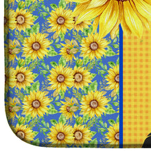 Load image into Gallery viewer, Summer Sunflowers Black Scottish Terrier Dish Drying Mat – Absorbent, Artistic Kitchen Essentials