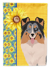 Load image into Gallery viewer, Summer Sunflowers Blue Merle Sheltie Garden Flag – Decorative Outdoor Yard Flag