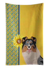 Load image into Gallery viewer, Summer Sunflowers Blue Merle Sheltie Kitchen Towel