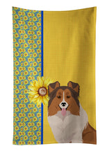 Load image into Gallery viewer, Summer Sunflowers Sable Sheltie Kitchen Towel