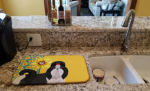 Load image into Gallery viewer, Summer Sunflowers Black and White Shih Tzu Dish Drying Mat – Absorbent, Artistic Kitchen Essentials