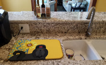 Load image into Gallery viewer, Summer Sunflowers Black Shih Tzu Dish Drying Mat – Absorbent, Artistic Kitchen Essentials