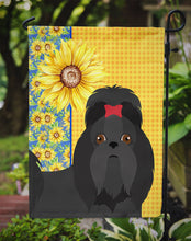 Load image into Gallery viewer, Summer Sunflowers Black Shih Tzu Garden Flag – Decorative Outdoor Yard Flag