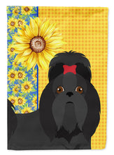 Load image into Gallery viewer, Summer Sunflowers Black Shih Tzu Garden Flag – Decorative Outdoor Yard Flag