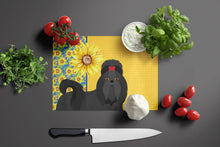 Load image into Gallery viewer, Summer Sunflowers Black Shih Tzu Glass Cutting Boards – Durable, Decorative Kitchen Art Large