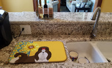 Load image into Gallery viewer, Summer Sunflowers Liver and White Shih Tzu Dish Drying Mat – Absorbent, Artistic Kitchen Essentials