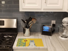 Load image into Gallery viewer, Summer Sunflowers Grey Siberian Husky Glass Cutting Boards – Durable, Decorative Kitchen Art Large