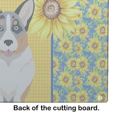 Load image into Gallery viewer, Summer Sunflowers Blue Merle Cardigan Corgi Glass Cutting Boards – Durable, Decorative Kitchen Art Large