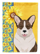 Load image into Gallery viewer, Summer Sunflowers Brindle Cardigan Corgi Garden Flag – Decorative Outdoor Yard Flag