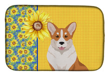 Load image into Gallery viewer, Summer Sunflowers Red Cardigan Corgi Dish Drying Mat – Absorbent, Artistic Kitchen Essentials