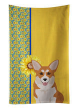 Load image into Gallery viewer, Summer Sunflowers Red Pembroke Corgi Kitchen Towel