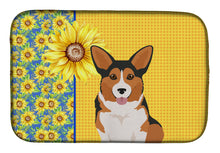 Load image into Gallery viewer, Summer Sunflowers Sable Pembroke Corgi Dish Drying Mat – Absorbent, Artistic Kitchen Essentials