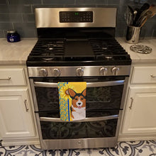 Load image into Gallery viewer, Summer Sunflowers Sable Pembroke Corgi Kitchen Towel