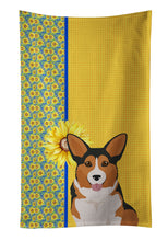Load image into Gallery viewer, Summer Sunflowers Sable Pembroke Corgi Kitchen Towel