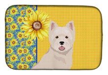 Load image into Gallery viewer, Summer Sunflowers Westie West Highland White Terrier Dish Drying Mat – Absorbent, Artistic Kitchen Essentials