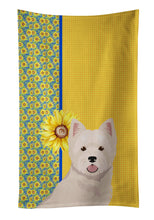 Load image into Gallery viewer, Summer Sunflowers Westie West Highland White Terrier Kitchen Towel