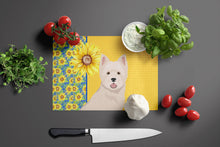 Load image into Gallery viewer, Summer Sunflowers Westie West Highland White Terrier Glass Cutting Boards – Durable, Decorative Kitchen Art Large