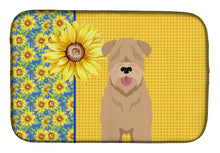 Load image into Gallery viewer, Summer Sunflowers Red Wheaten Terrier Dish Drying Mat – Absorbent, Artistic Kitchen Essentials