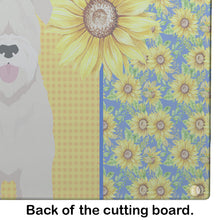 Load image into Gallery viewer, Summer Sunflowers Soft Coated Wheaten Terrier Glass Cutting Boards – Durable, Decorative Kitchen Art Large