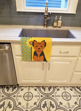 Load image into Gallery viewer, Summer Sunflowers Black and Tan Puppy Cut Yorkshire Terrier Kitchen Towel