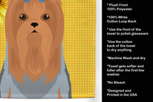 Load image into Gallery viewer, Summer Sunflowers Blue and Tan Full Coat Yorkshire Terrier Kitchen Towel