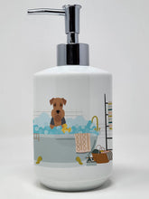 Load image into Gallery viewer, Grizzle and Tan Airedale Terrier Ceramic Soap Dispenser