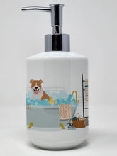 Load image into Gallery viewer, Red and White Pit Bull Terrier Ceramic Soap Dispenser